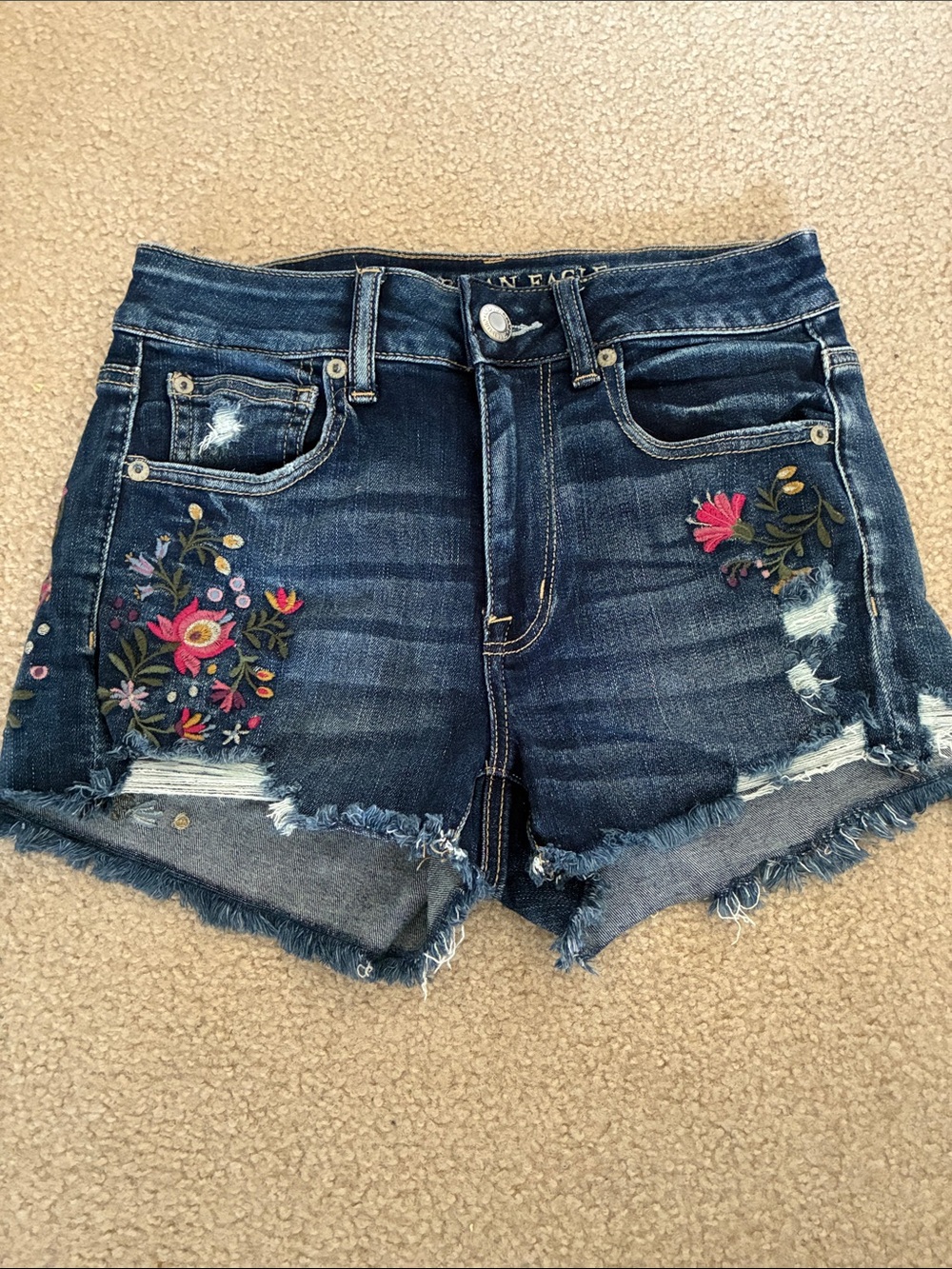 American Eagle Embroidered High Rise Shortie